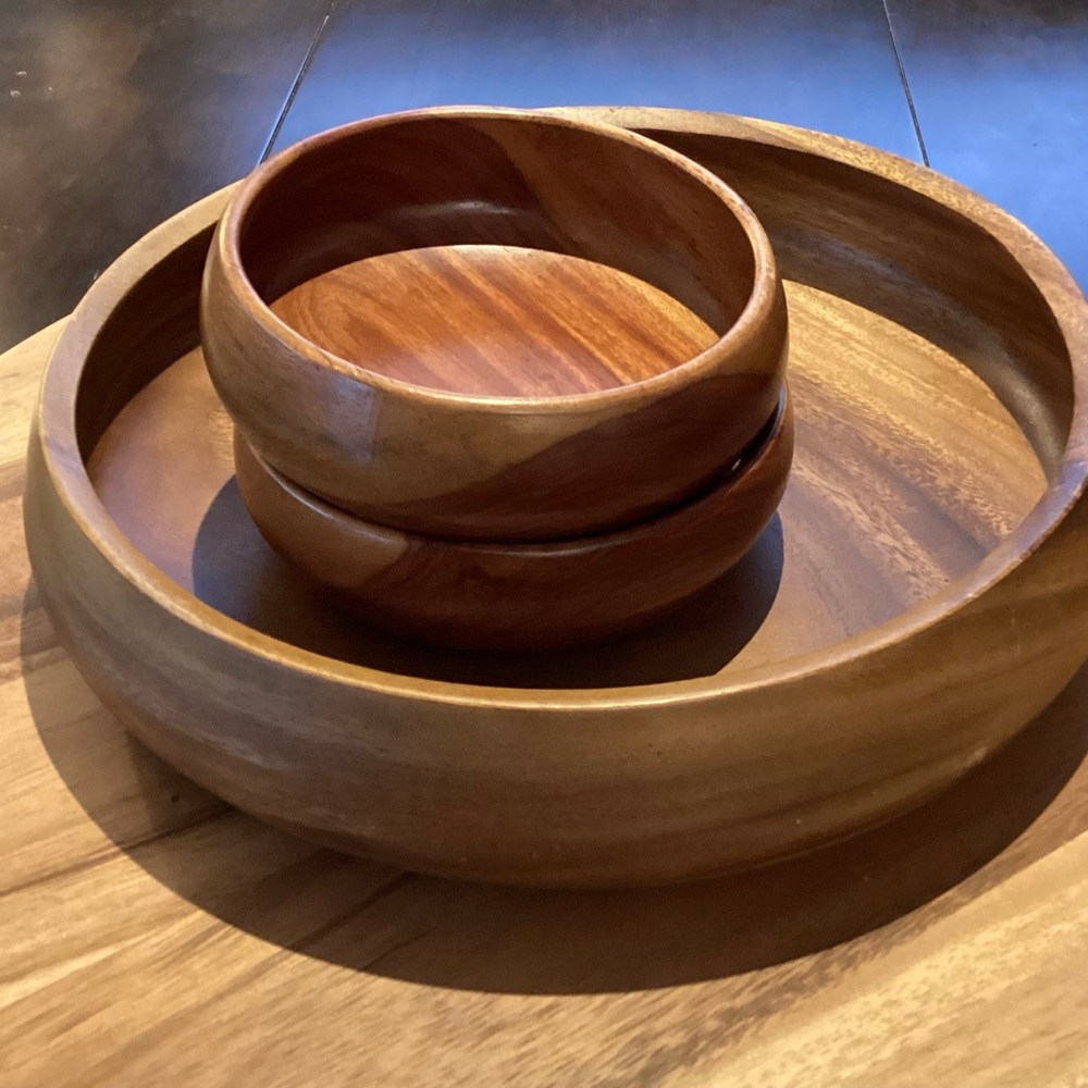 Vintage Set of 3 wooden Serving & Salad Bowl -Philippines